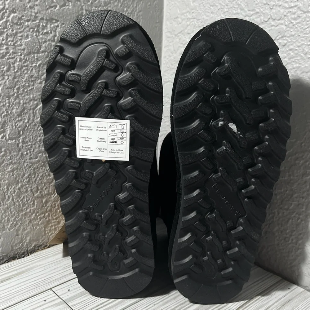 Bearpaw Alyssa Girl’s Suede‎ Winter Boots black size 4 youth waterproof